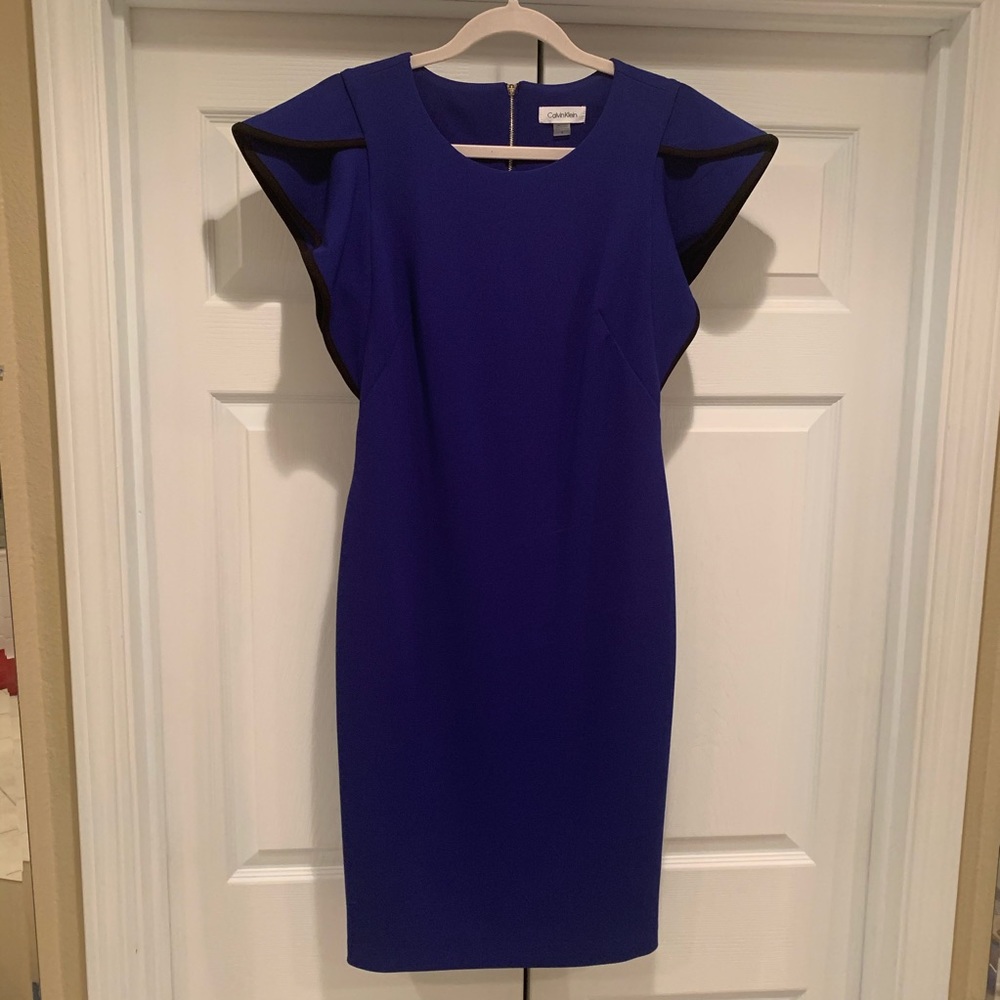 Calvin Klein Blue Short-Sleeve Sheath Dress